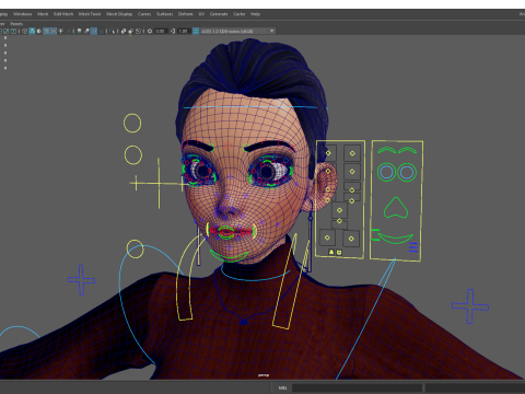 सर्दियों के कपड़ों के साथ कार्टून शैली वाली महिला, आरामदायक पोशाक 3D मॉडल