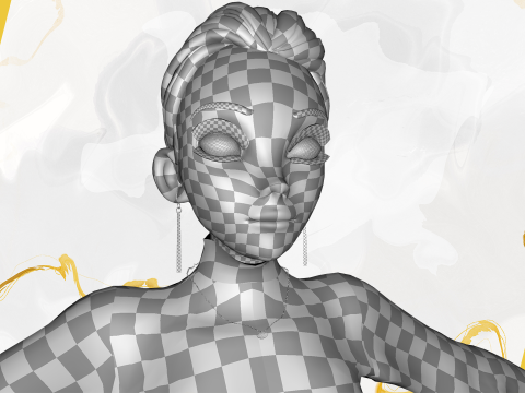 सर्दियों के कपड़ों के साथ कार्टून शैली वाली महिला, आरामदायक पोशाक 3D मॉडल