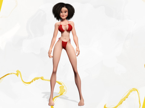Beautiful Girl With Short Curly Hair 3D character creation 3D Model