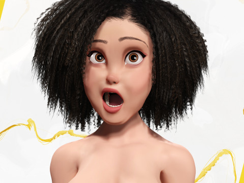 Beautiful Girl With Short Curly Hair 3D character creation 3D Model