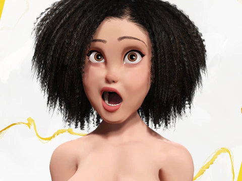 Beautiful Girl With Short Curly Hair 3D character creation 3D Model