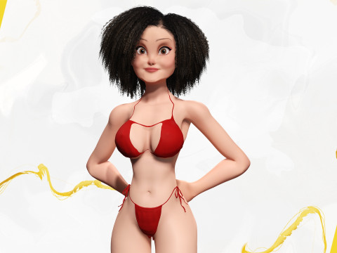 Beautiful Girl With Short Curly Hair 3D character creation 3D Model