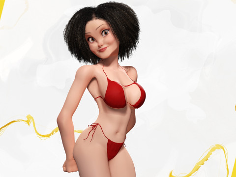 Beautiful Girl With Short Curly Hair 3D character creation 3D Model