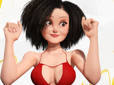 Beautiful Girl With Short Curly Hair 3D character creation 3D Model