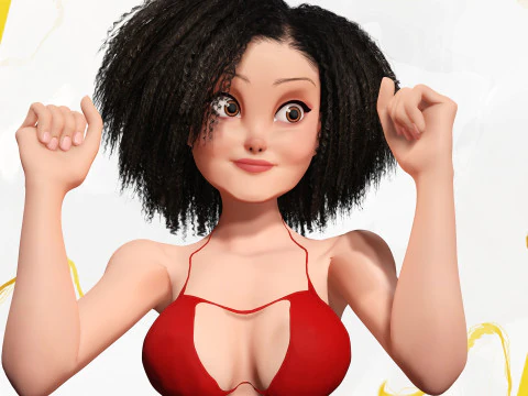 Beautiful Girl With Short Curly Hair 3D character creation 3D Model