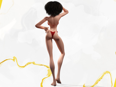 Beautiful Girl With Short Curly Hair 3D character creation 3D Model