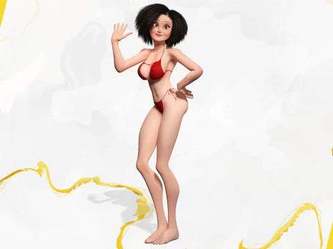 Beautiful Girl With Short Curly Hair 3D character creation 3D Model