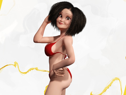 Beautiful Girl With Short Curly Hair 3D character creation 3D Model