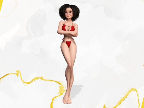Beautiful Girl With Short Curly Hair 3D character creation 3D Model