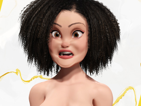 Beautiful Girl With Short Curly Hair 3D character creation 3D Model