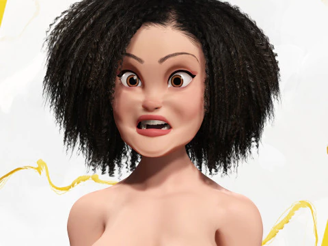 Beautiful Girl With Short Curly Hair 3D character creation 3D Model