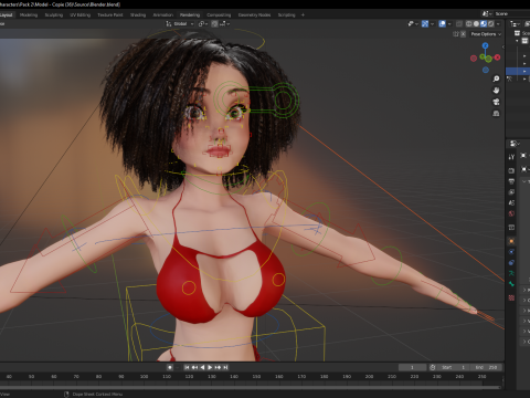 Beautiful Girl With Short Curly Hair 3D character creation 3D Model
