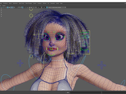 Beautiful Girl With Short Curly Hair 3D character creation 3D Model