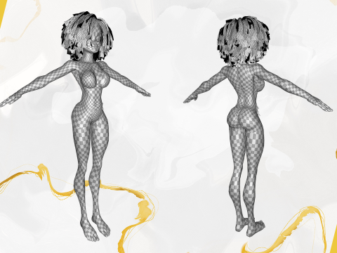 Beautiful Girl With Short Curly Hair 3D character creation 3D Model
