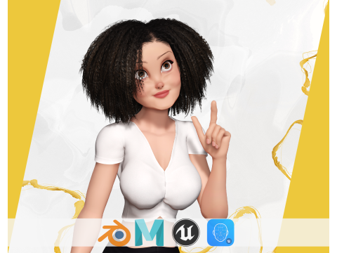 Modern Style Girl with short curly hair 3D character creation 3D Модель