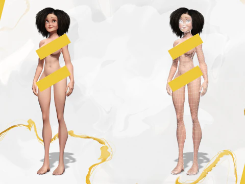 Modern Style Girl with short curly hair 3D character creation 3D Model