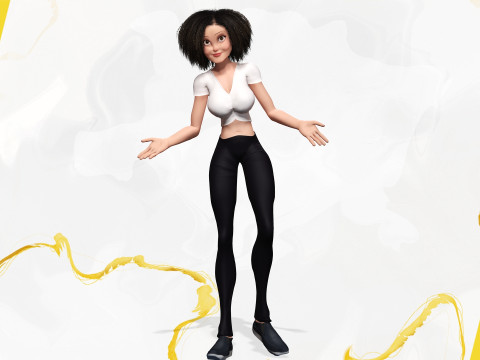 Modern Style Girl with short curly hair 3D character creation 3Dモデル