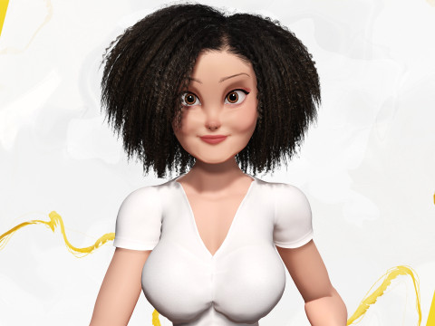 Modern Style Girl with short curly hair 3D character creation 3Dモデル