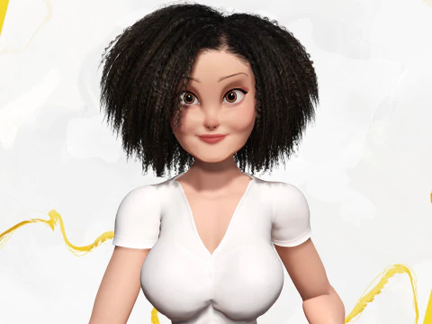 Modern Style Girl with short curly hair 3D character creation 3D Model