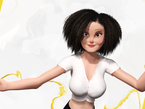 Modern Style Girl with short curly hair 3D character creation 3Dモデル