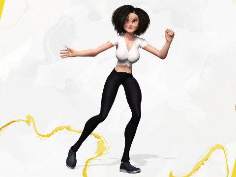 Modern Style Girl with short curly hair 3D character creation 3Dモデル