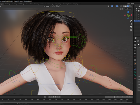 Modern Style Girl with short curly hair 3D character creation 3Dモデル