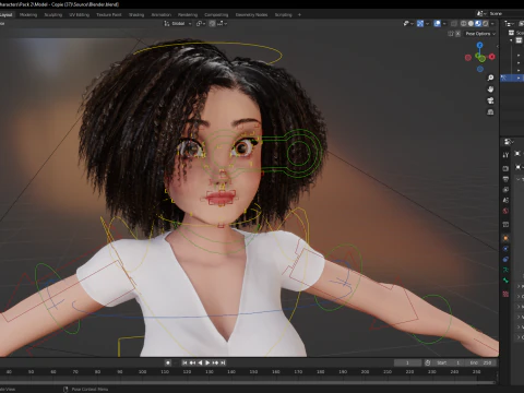 Modern Style Girl with short curly hair 3D character creation 3D Model