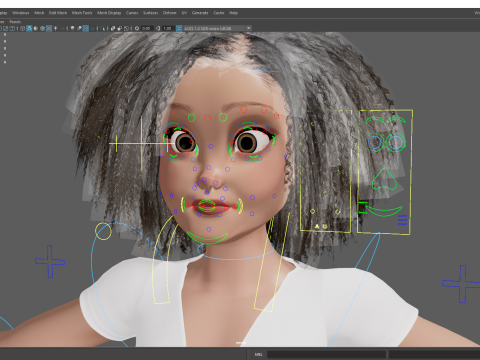 Modern Style Girl with short curly hair 3D character creation 3Dモデル