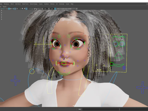 Modern Style Girl with short curly hair 3D character creation 3D Model