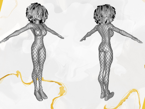 Modern Style Girl with short curly hair 3D character creation 3Dモデル