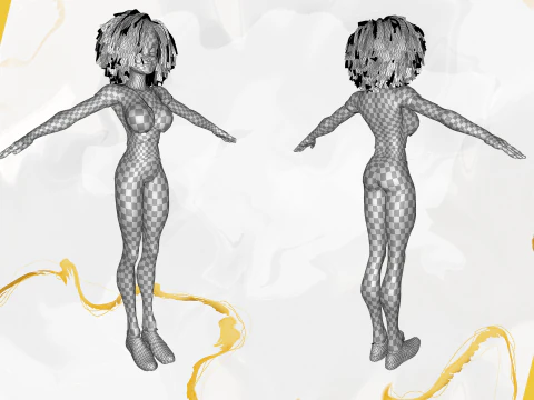 Modern Style Girl with short curly hair 3D character creation 3D Model
