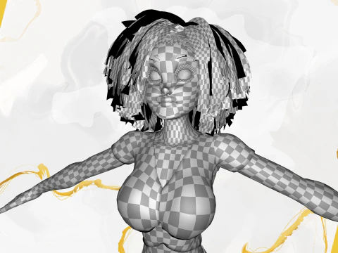 Modern Style Girl with short curly hair 3D character creation 3D Model