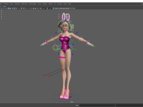 Stylized Curly-Haired in Bunny Outfit Girl stylized figure 3D Модель