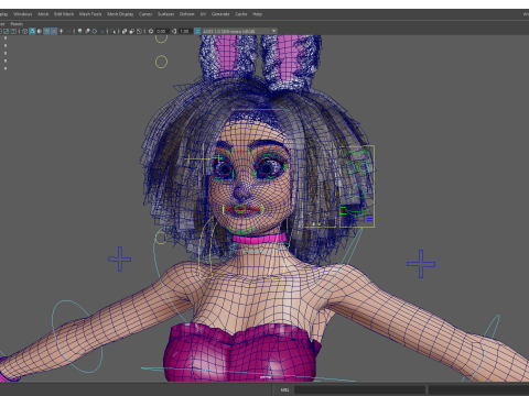 Stylized Curly-Haired in Bunny Outfit Girl stylized figure 3D Модель