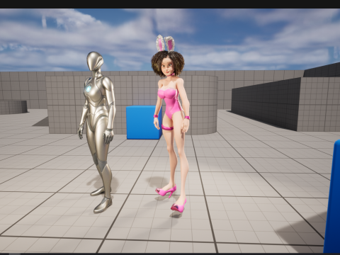 Stylized Curly-Haired in Bunny Outfit Girl stylized figure 3D Модель