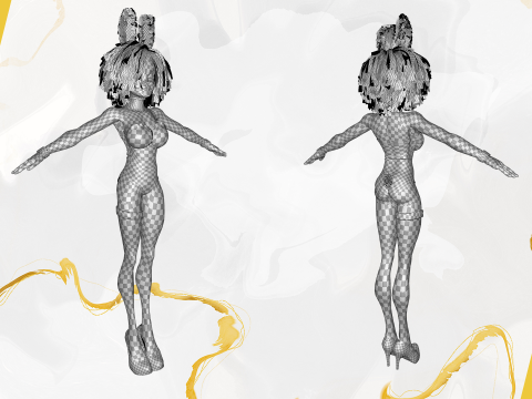 Stylized Curly-Haired in Bunny Outfit Girl stylized figure 3D Модель