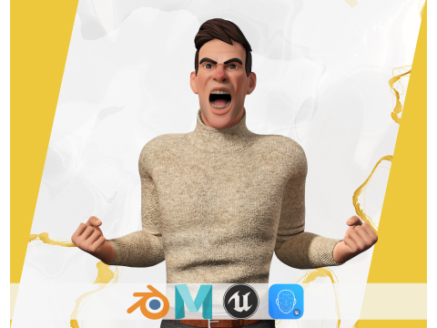 Stylized Confident Male in Sweater stylized anatomy 3D Model