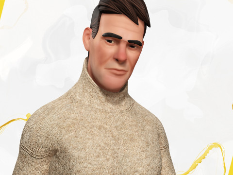 Stylized Confident Male in Sweater stylized anatomy 3D Model