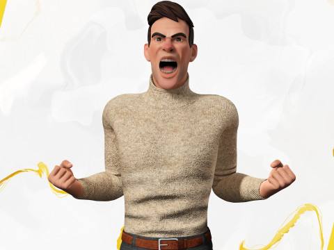 Stylized Confident Male in Sweater stylized anatomy 3D Model