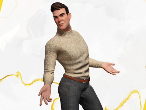 Stylized Confident Male in Sweater stylized anatomy 3D Model