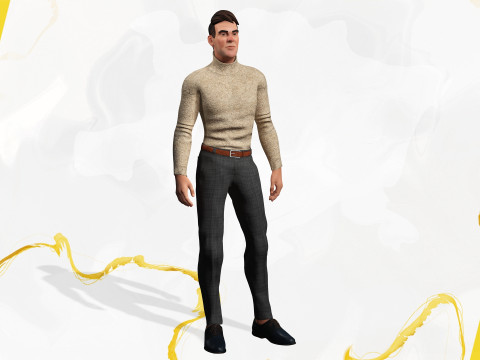Stylized Confident Male in Sweater stylized anatomy 3D Model
