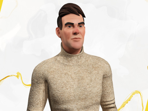 Stylized Confident Male in Sweater stylized anatomy 3D Model