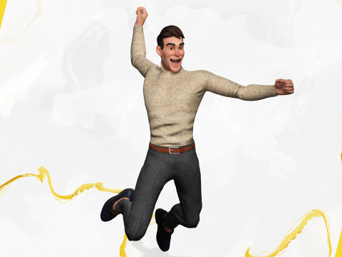 Stylized Confident Male in Sweater stylized anatomy 3D Model