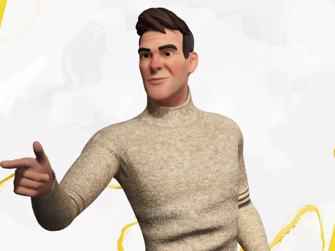 Stylized Confident Male in Sweater stylized anatomy 3D Model
