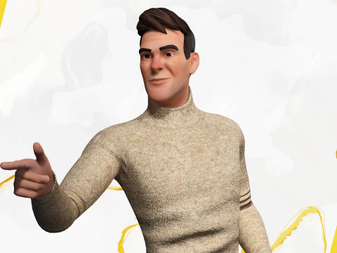 Stylized Confident Male in Sweater stylized anatomy 3D Model