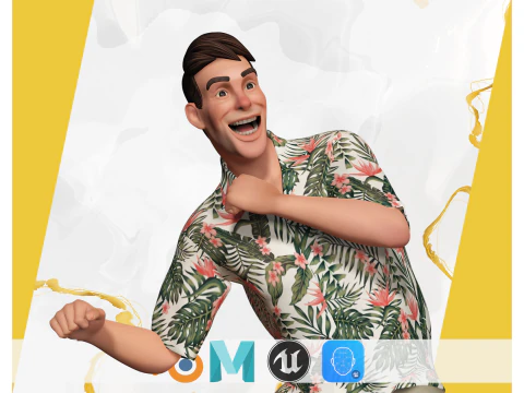 Stylizowane, realistyczne męskie święto w hawajskiej koszuli z energią Model 3D