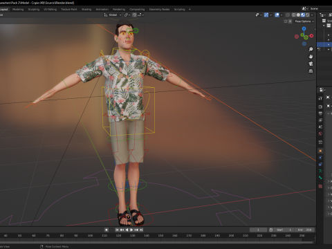 Stylized realism male celebration in Hawaiian shirt with energy Modello 3D