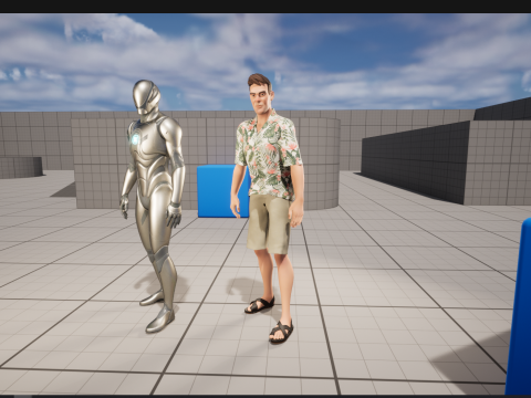 Stylized realism male celebration in Hawaiian shirt with energy Modello 3D