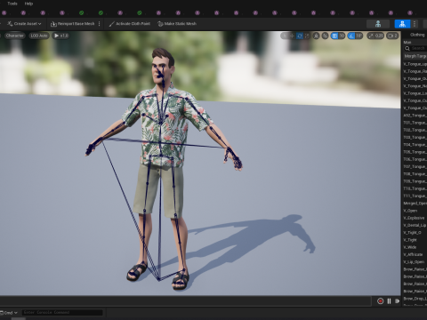Stylized realism male celebration in Hawaiian shirt with energy Modello 3D