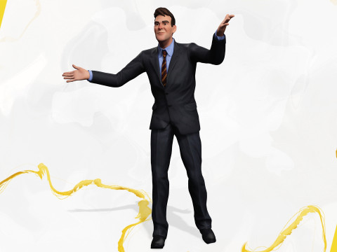 Toon Businessman in Suit Confident anime 3Dモデル